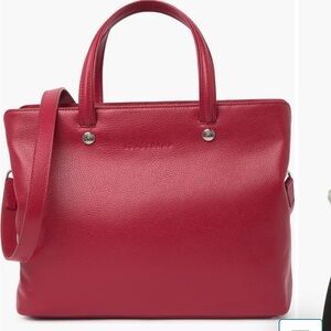 Longchamp Top Handle Leather Satchel. Red